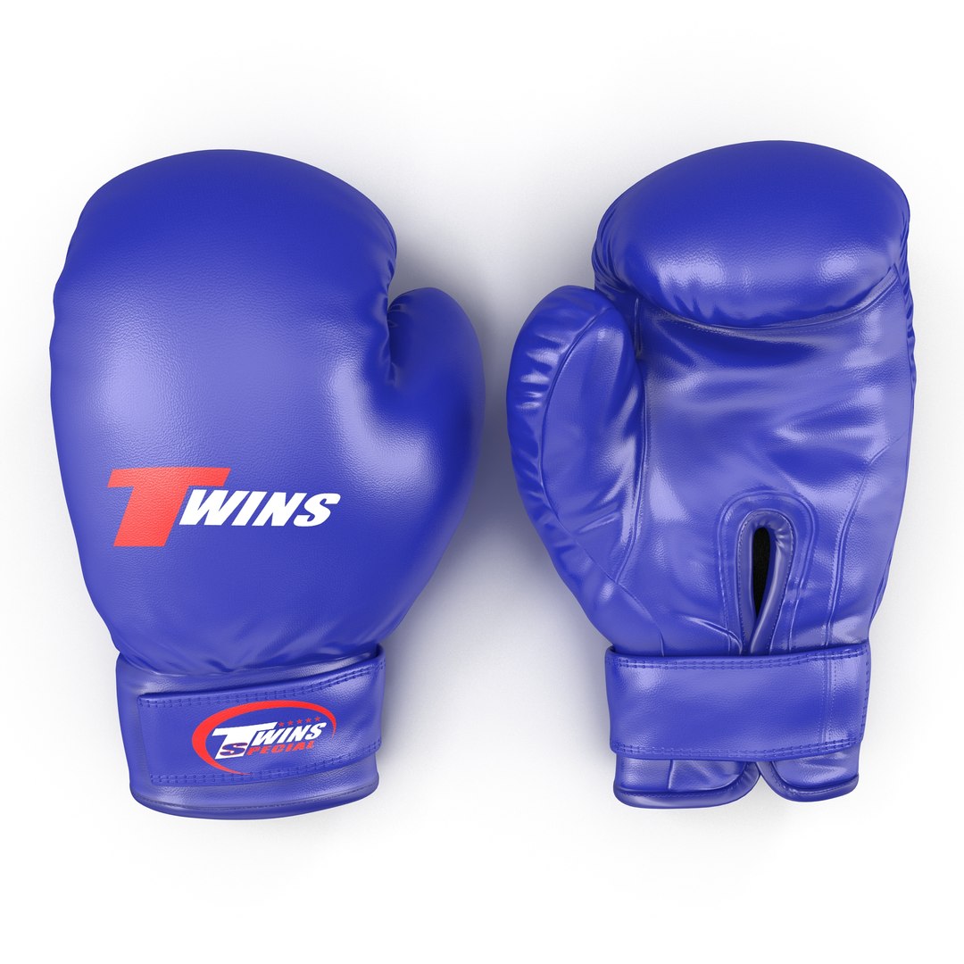 Boxing Gloves Twins Blue 3D Model 3D model preview