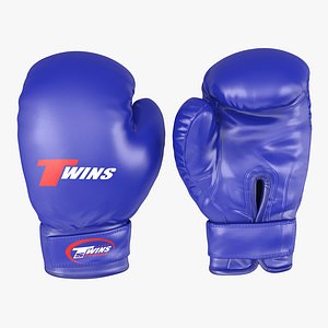 boxing gloves twins blue 3d model