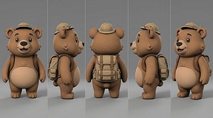 Stylized Scout Bear Character Fantasy Cartoon Game Ready 3D Character 3D model