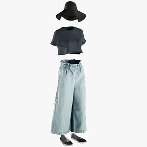 Women's Pants with Tshirt, Shoes and Hat 12
