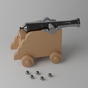 3D cartoon toy cannon model