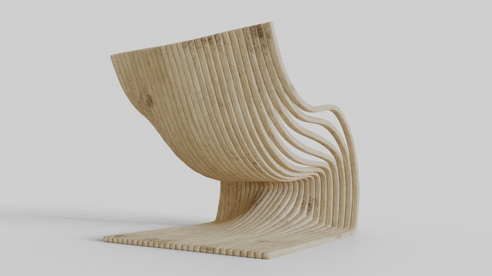 3D Wood Chair Curves Model - TurboSquid 1456576