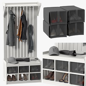 IKEA PANGET Coat rack with shoe storage bench 3D model