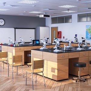 School Laboratory Interior Scene 3D model