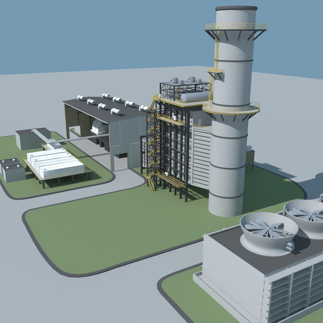 3d model of gas turbine plant