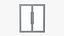 Double glass door with pull handles 3D model