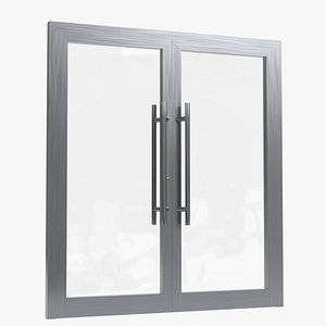 Double glass door with pull handles 3D model