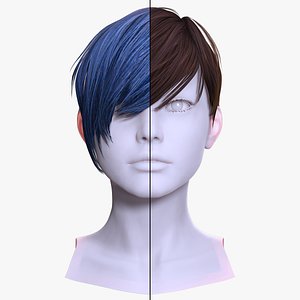 3D Anime Pixie Cut with Long Bangs -Realistic 3D Hair