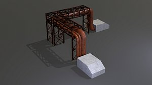 PBR Industrial Pipe Bridge Game Ready Modular Element 3D Model 3D