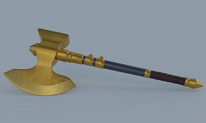Golden axe hammer battle weapon 3D model