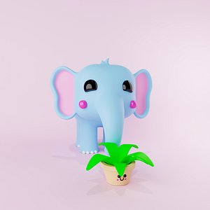 cute elephant with flower pot