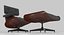 Eames Lounge 经典椅子和奥斯曼套装木炭织物桃花心木细节