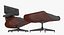 Eames Lounge 经典椅子和奥斯曼套装木炭织物桃花心木细节