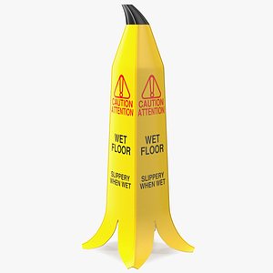 3D model Banana Cone Caution Wet Floor Sign 90cm