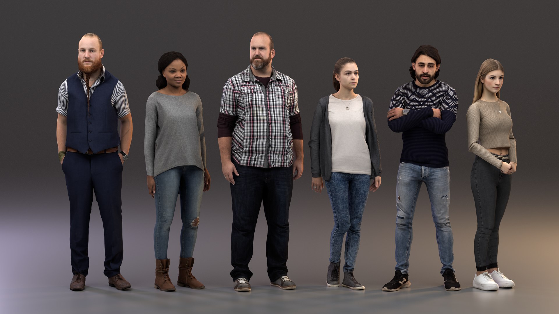 3D Model Rigged People - SixPack 03 - Realistic Lowpoly Characters ...