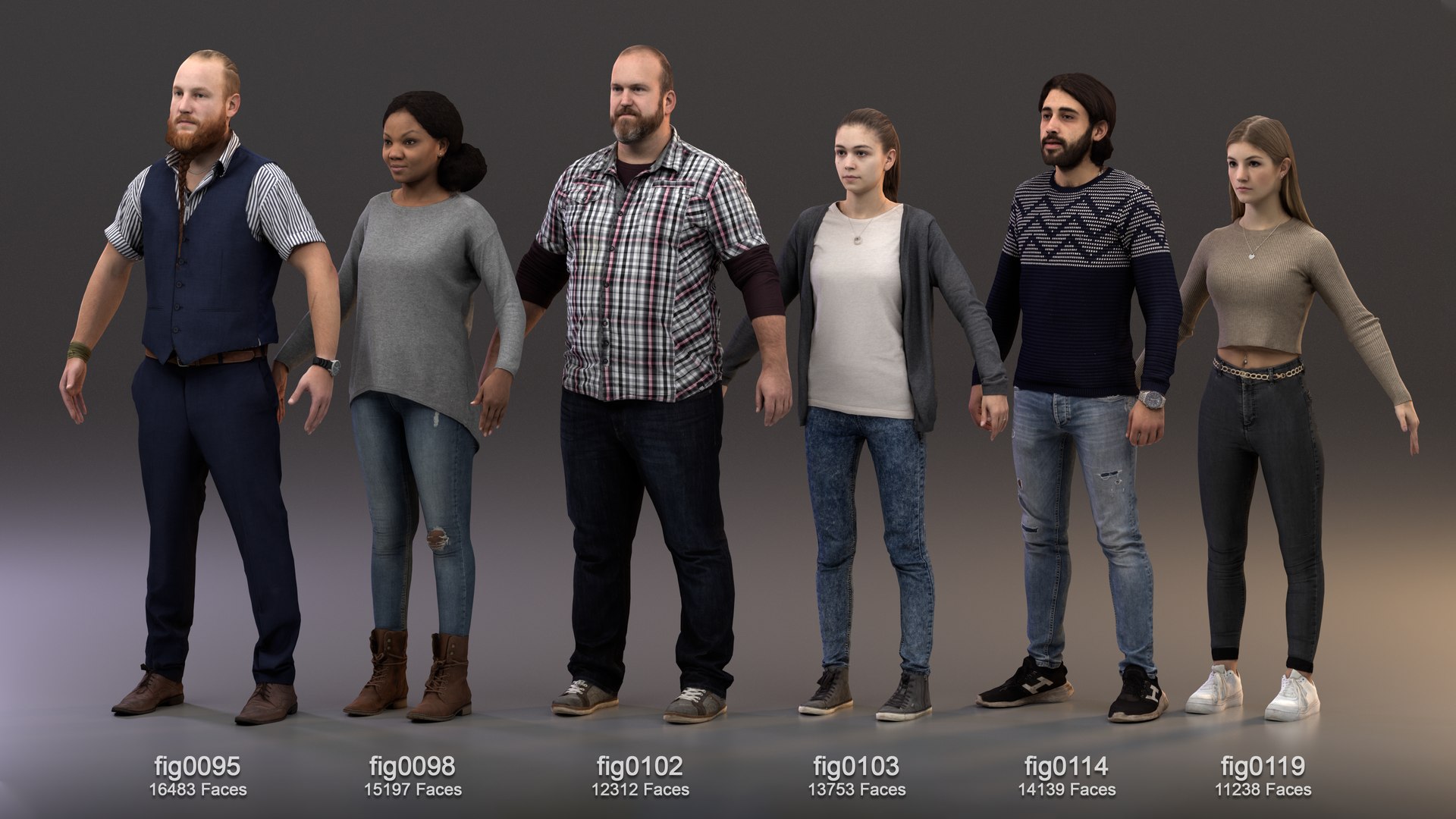 3D Model Rigged People - SixPack 03 - Realistic Lowpoly Characters ...