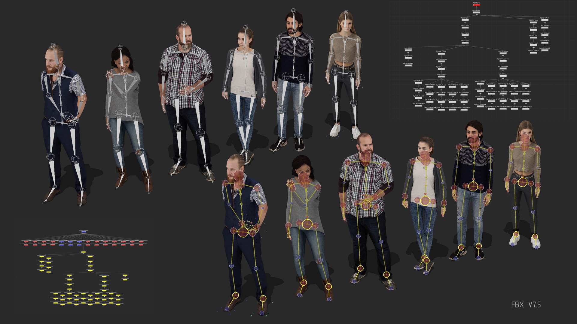 3D Model Rigged People - SixPack 03 - Realistic Lowpoly Characters ...