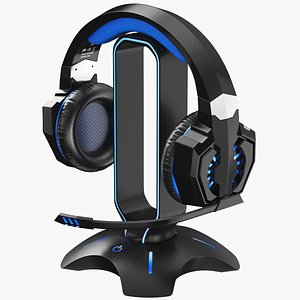 Detailed Gaming Headset With Holder model