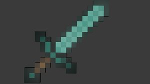3D Minecraft Diamond Sword