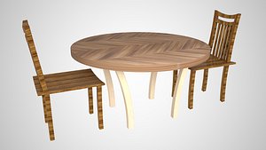 cafe table chair wood model