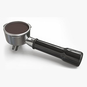 Portafilter with Pressed Ground Coffee 3D