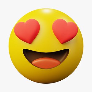 Fell in Love Yellow Ball Emoticon Emoji or Smiley 3D