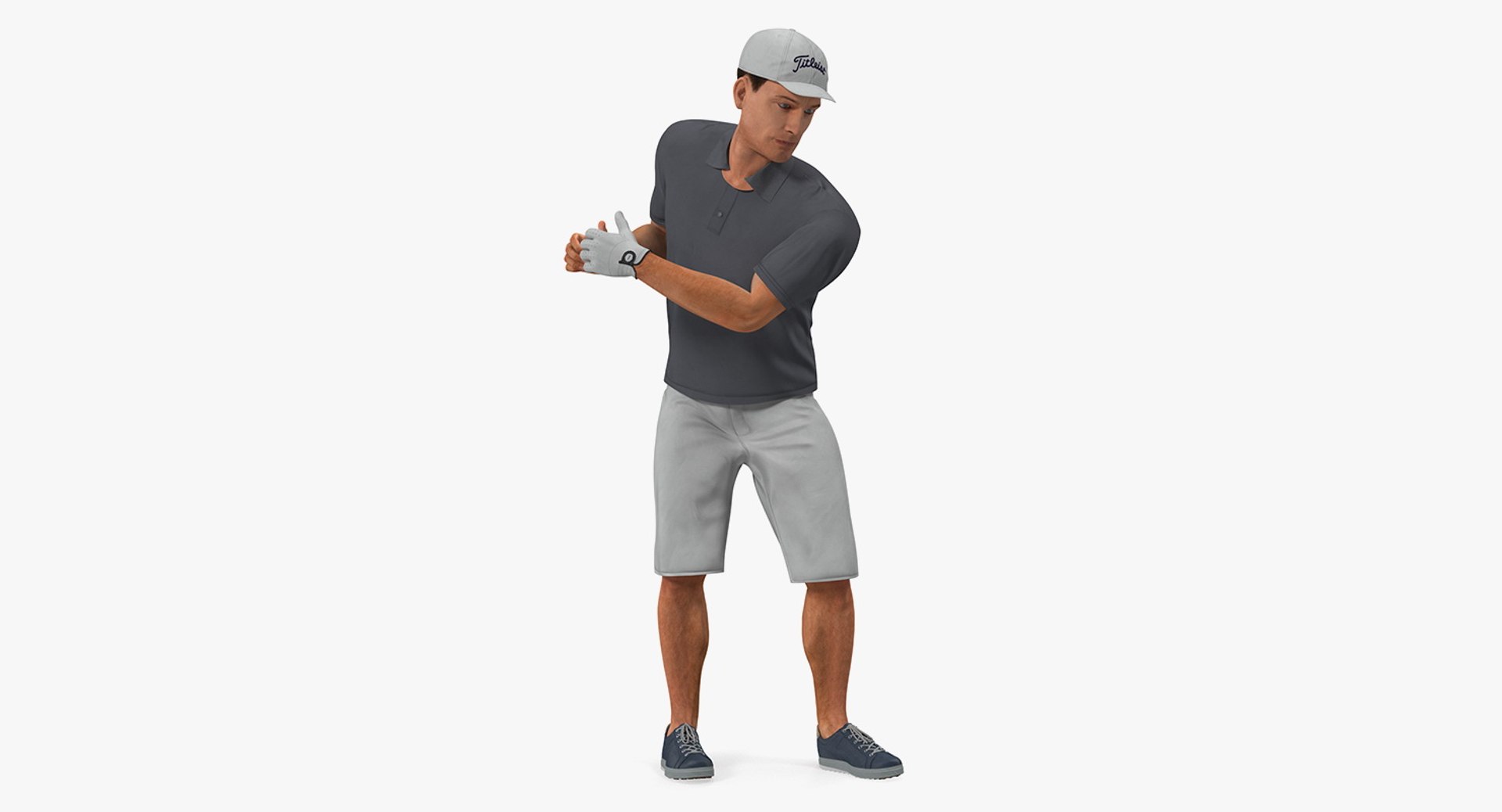 Golf Player 2 with Fur Rigged 3D model preview
