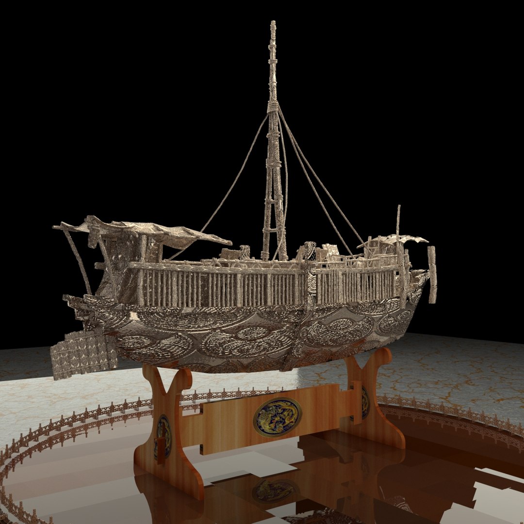 Chinese Fishing Boat, Wooden Boat, Ancient Boat 3D model [ID:36576]