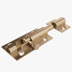 Door Latch Lock Brass 01 3D model