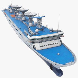 3D Yuan Wang Tracking Ship with Radar Dishes Blue
