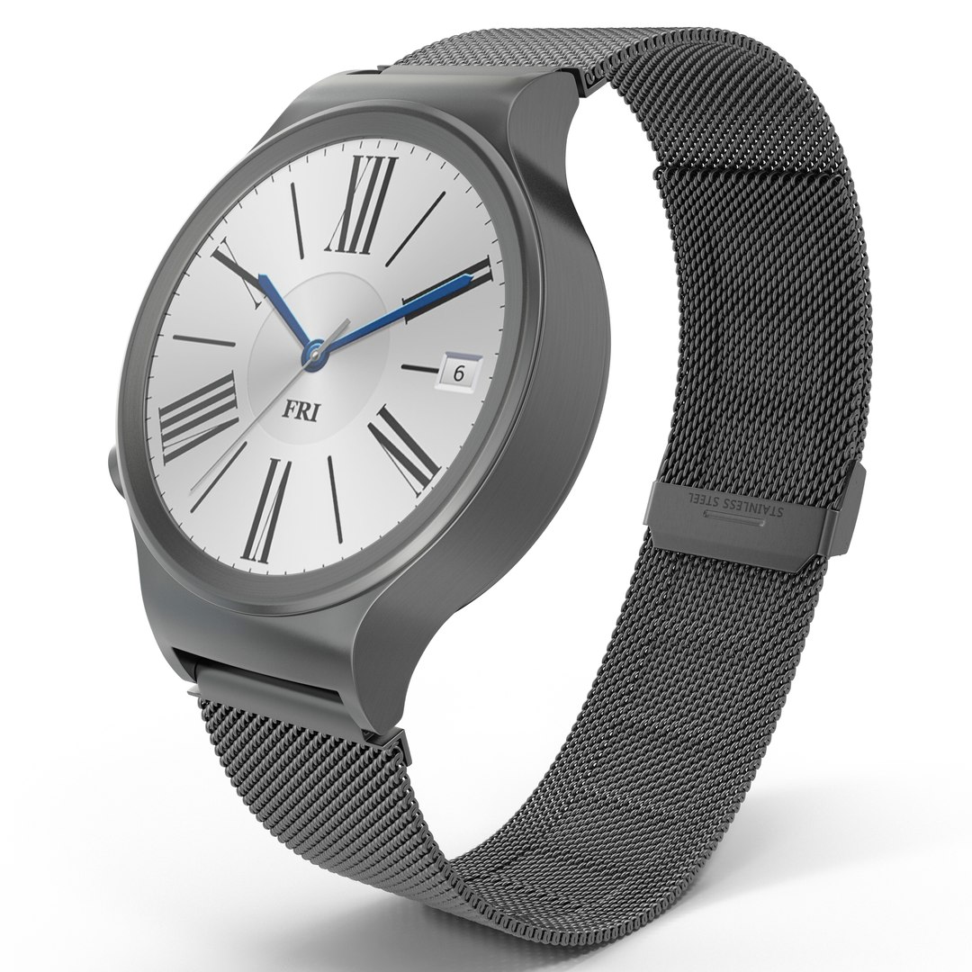 Huawei Watch 3 Dark Metal Band 3D Model 3D model preview