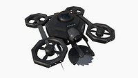 SciFi Military Drone I04 Black Dirt - War Vehicle Fantasy