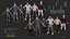 3D rigged animate crowd model