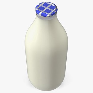 Glass Bottle of Skimmed Milk with Foil Top 3D model