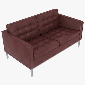 Knoll Florence Red Leather Two Seat Sofa