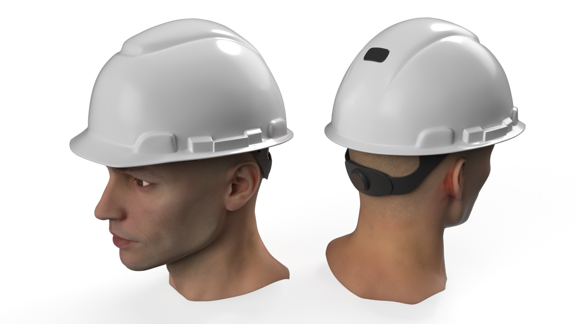 Protective Construction Helmet On Male Head White 3D Model - TurboSquid ...