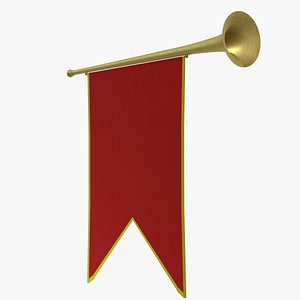 3D small medieval trumpet banner