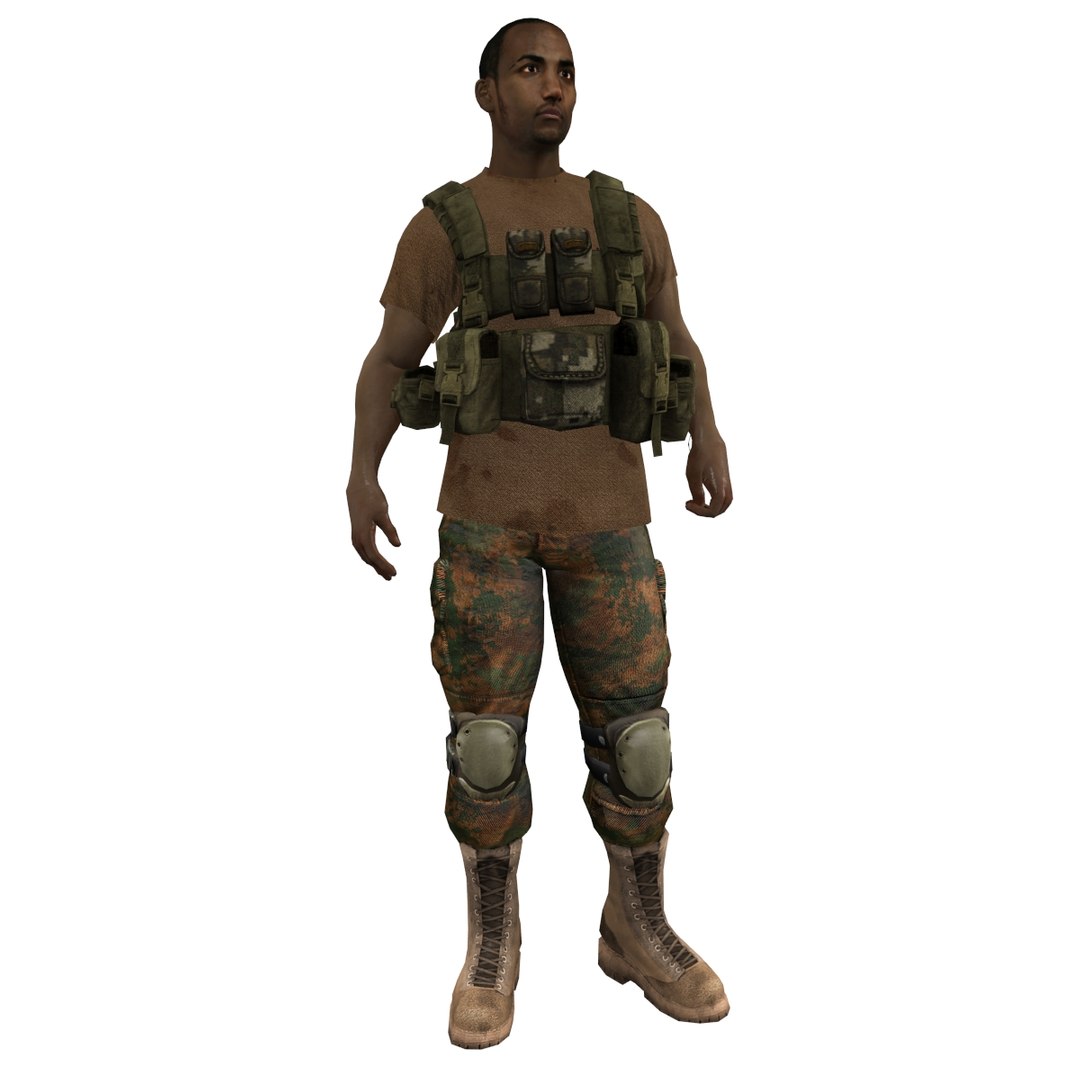 mercenary rigged soldier 3d model