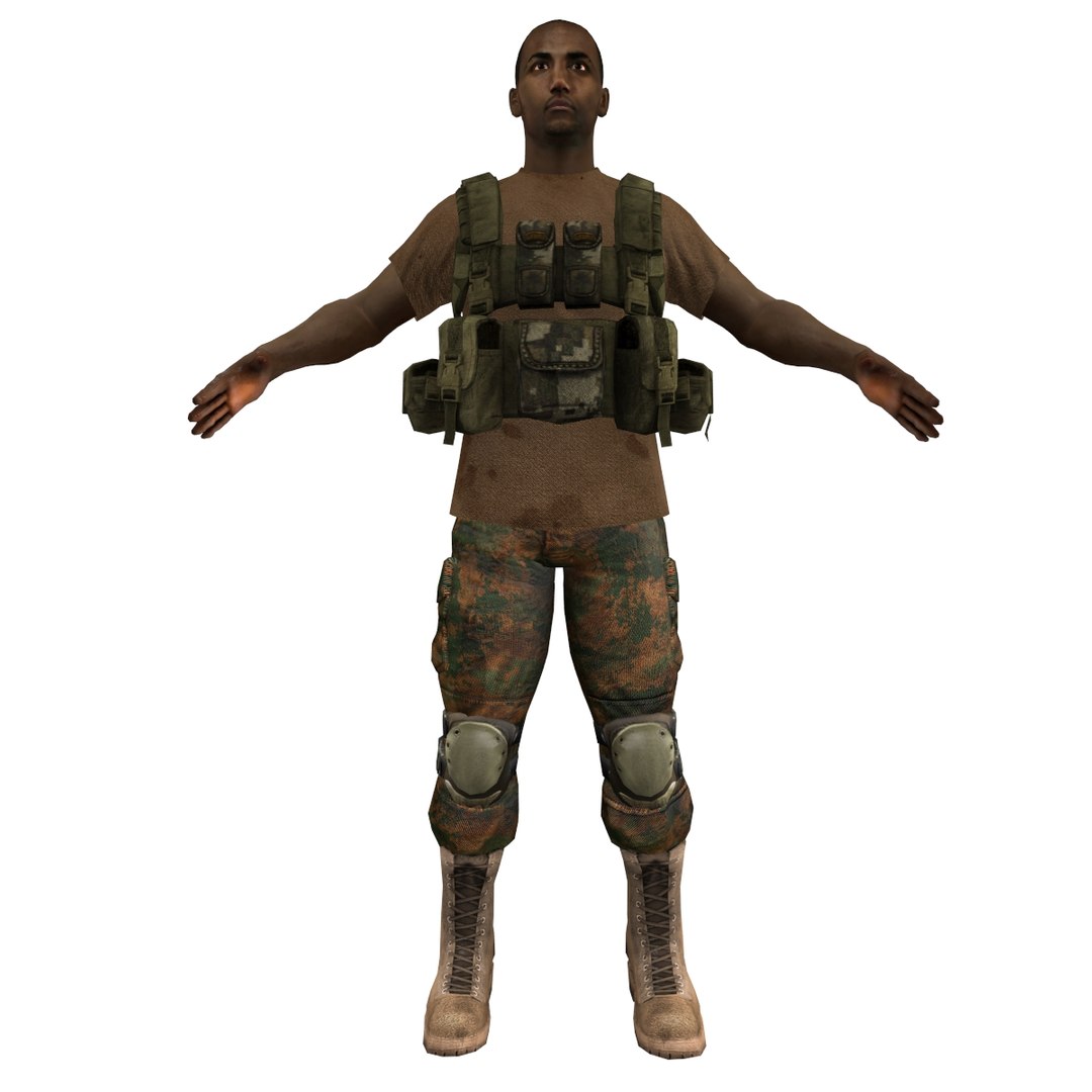 mercenary rigged soldier 3d model