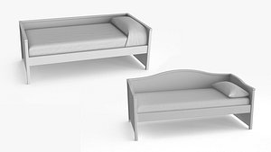 Albany White Bed Set of 2 3D model