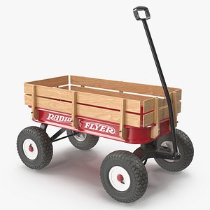 Radio Flyer Wagon With Wooden Stake Sides 3D Model