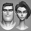 Male and female cartoon characters base mesh