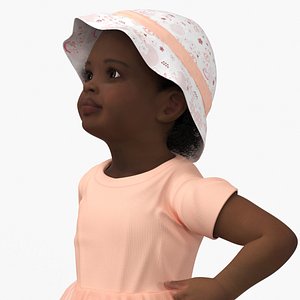 Little African Girl Light Skin in Summer Rigged for Maya 3D model