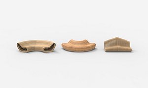 Curved bench parametric set 3D model