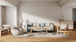 Living Room Interior Scene for Cinema 4D and Redshift Render