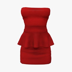 3D Strapless Peplum Dress model