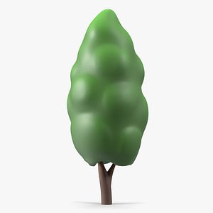 3D model Cartoon Poplar Tree Simple Coloring