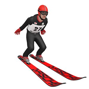 3D model rigged ski jumper