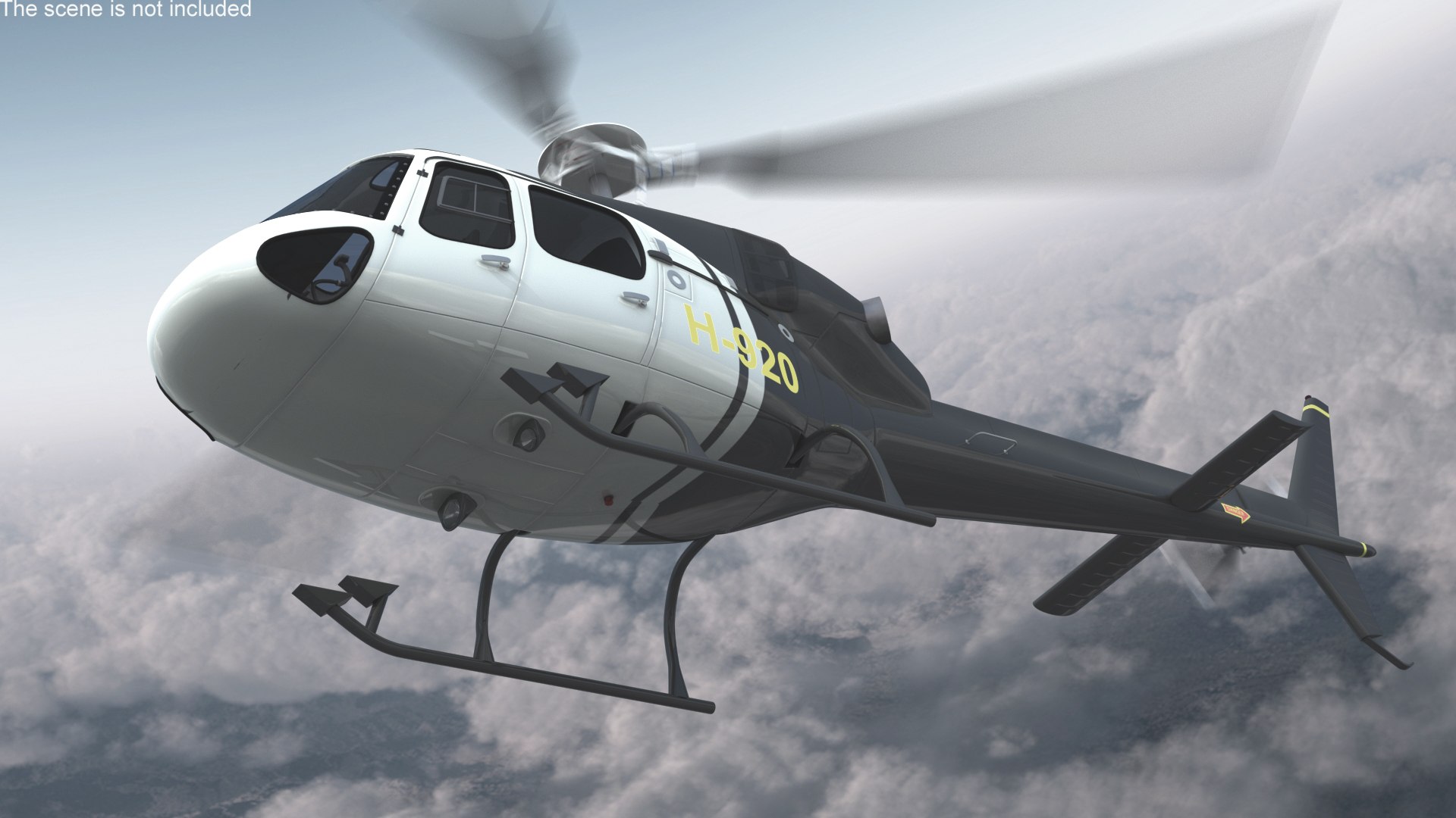 Private Helicopter Eurocopter AS355E Rigged for Maya 3D model preview