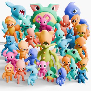 3D Cartoon Monsters Pack 06 model